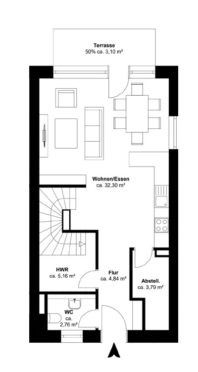 Grundriss Wohnung 1